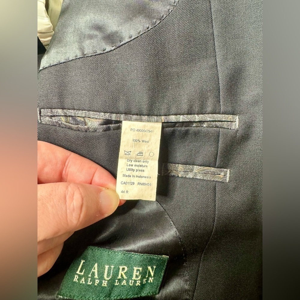 Lauren Ralph Lauren Blazer Jacket Men's 44R Black Classic Solid - Picture 11 of 11